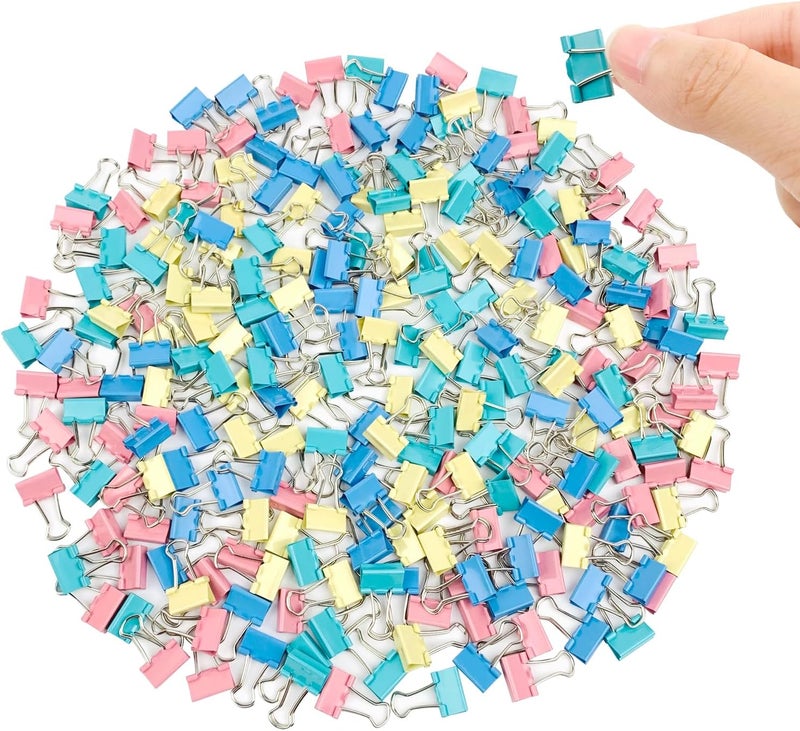 Ykimok 240-Pack Mini Binder Clips in 4 Colors (Blue, Yellow, Red, Green), 15mm/0.6-Inch Small Paper Clips for Home, School, Office and Business - Image 1